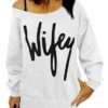 Cold Shoulder Wifey Logo Sweatshirt - Image 3