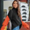 Colorblock Long Sleeve High Neck Casual Sweater - Image 3