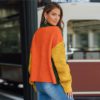 Colorblock Long Sleeve High Neck Casual Sweater - Image 6