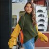 Colorblock Long Sleeve High Neck Casual Sweater - Image 7