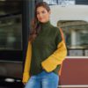 Colorblock Long Sleeve High Neck Casual Sweater - Image 8
