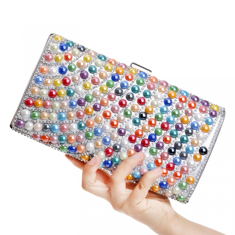 Colorful Beaded Metal Wedding Handbags - Image 3