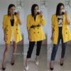 Double-breasted V Neck Two Pockets Office Lady Fashion Blazer - Image 8