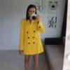 Double-breasted V Neck Two Pockets Office Lady Fashion Blazer - Image 2