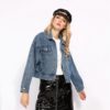 Drop Shoulder Jeans Cropped Street wear Denim Jacket - Image 4