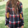 Elbow Patches Oversized Plaid Shirt - Image 3