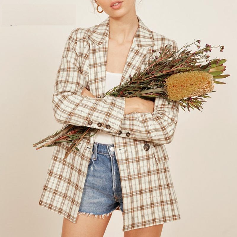 Elegant Long Sleeve Fashion Plaid Blazer - Image 4