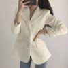 Elegant Pearls Button OL Style Plaid Long Sleeve Blazers
