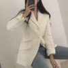 Elegant Pearls Button OL Style Plaid Long Sleeve Blazers - Image 2
