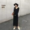 Elegant V-Neck Slit Casual Straight Bottoming Knitted Dress - Image 2
