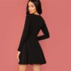 Elegant Zipper Back Long Sleeve Flared Short Dresses - Image 2