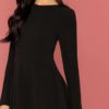 Elegant Zipper Back Long Sleeve Flared Short Dresses - Image 3