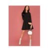 Elegant Zipper Back Long Sleeve Flared Short Dresses - Image 5