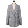 Fashion Bow Sashes Split Sleeve Plaid Office Lady Blazer - Image 5