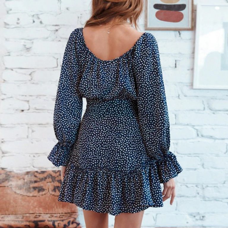 Fashion Off Shoulder Long Sleeves High Waist Mini Dress - Image 5