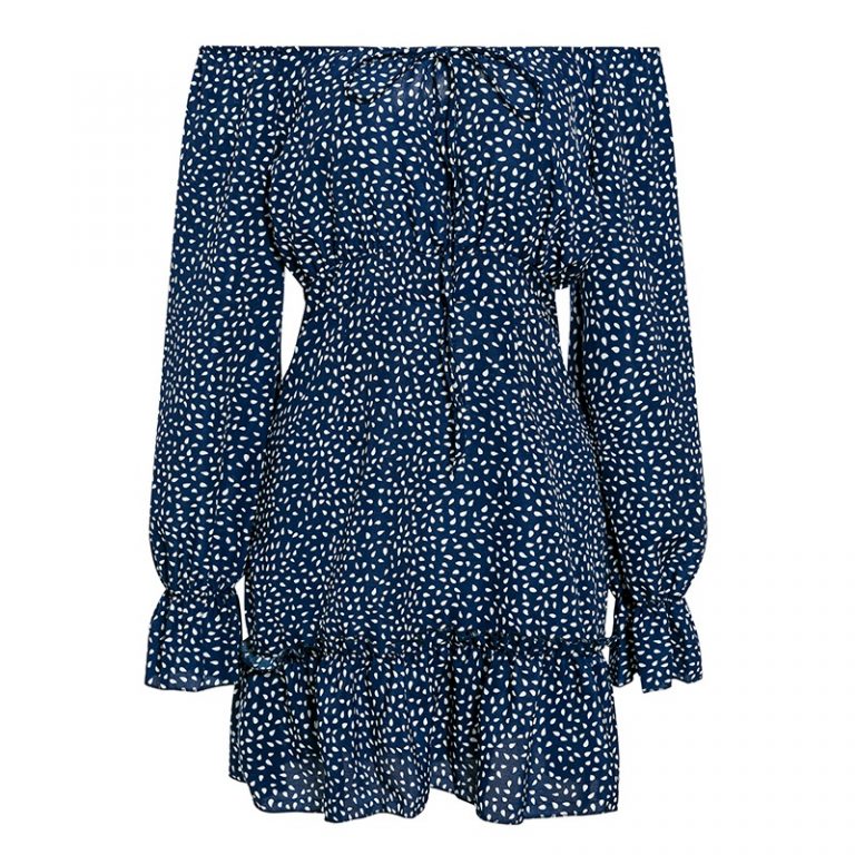 Fashion Off Shoulder Long Sleeves High Waist Mini Dress - Image 6