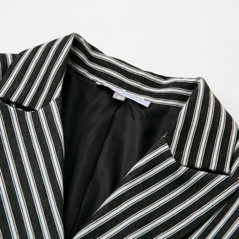 Fashion Stripe Long Sleeve Slim Double Button Short Blazer - Image 5