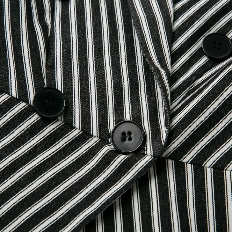 Fashion Stripe Long Sleeve Slim Double Button Short Blazer - Image 6