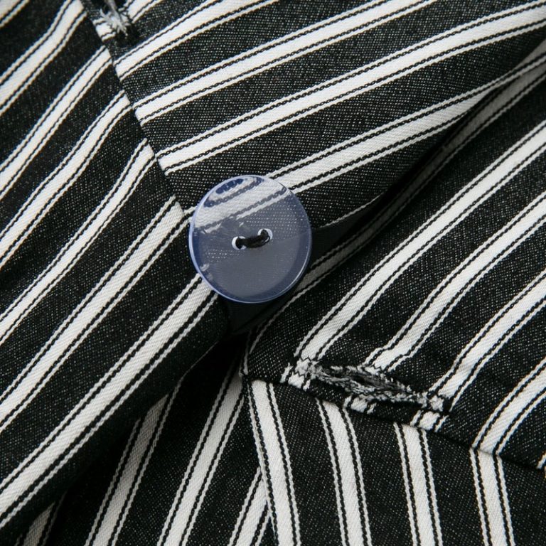 Fashion Stripe Long Sleeve Slim Double Button Short Blazer - Image 7