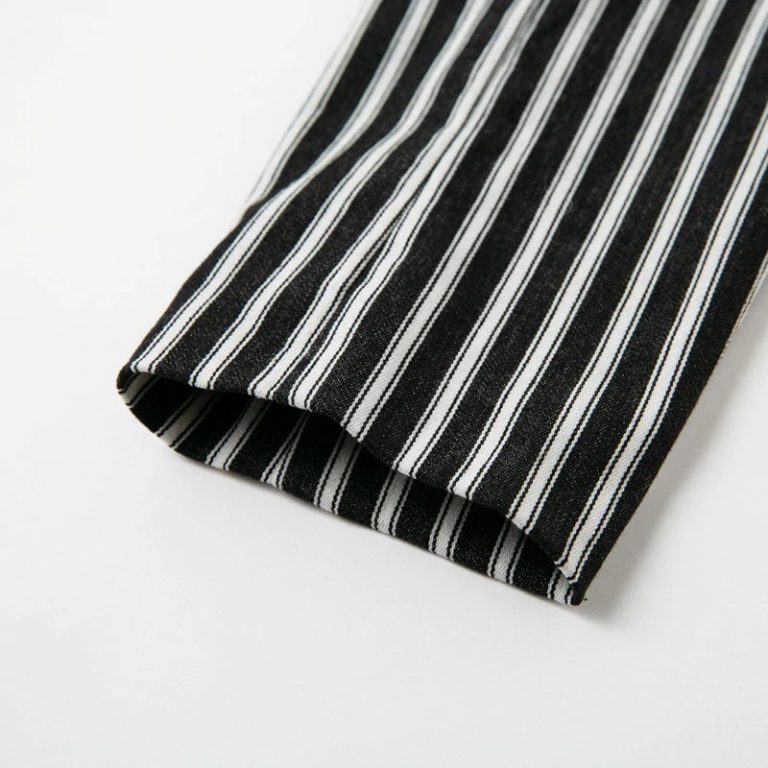Fashion Stripe Long Sleeve Slim Double Button Short Blazer - Image 9