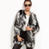 Faux Fur Color Block Open Front Fashion Long Sleeve Fuzzy Coat - Image 2
