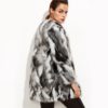 Faux Fur Color Block Open Front Fashion Long Sleeve Fuzzy Coat - Image 3