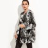 Faux Fur Color Block Open Front Fashion Long Sleeve Fuzzy Coat - Image 4
