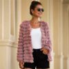 Faux Fur Open Front Solid Glamorous Warm Coat