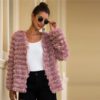 Faux Fur Open Front Solid Glamorous Warm Coat - Image 5