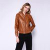 Faux Leather High Street Trendy Zip Up PU Coat - Image 2