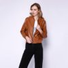 Faux Leather High Street Trendy Zip Up PU Coat - Image 3