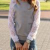 Feminine Lace Sleeves Sweatshirt - Image 2