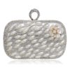 Finger Ring Diamonds Beaded Flower Design Clutches - Image 2