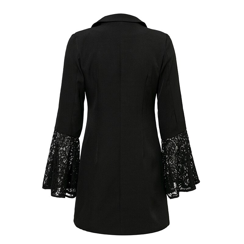Flare Sleeve Lace Cuff Feminino V-Neck Plus Size Blazer - Image 6