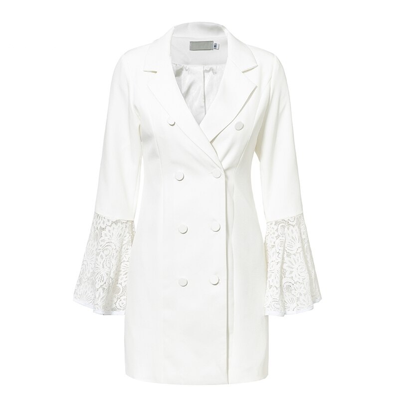 Flare Sleeve Lace Cuff Feminino V-Neck Plus Size Blazer - Image 7