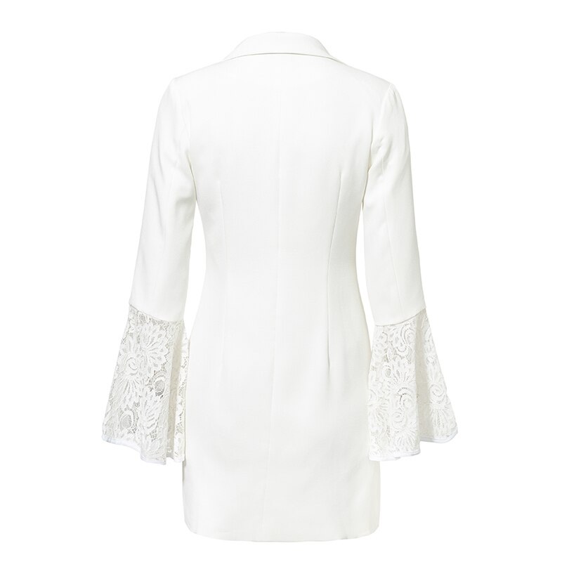 Flare Sleeve Lace Cuff Feminino V-Neck Plus Size Blazer - Image 8