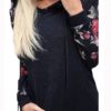Floral Printed Sleeves Hooded Pullover