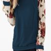 Floral Printed Sleeves Hooded Pullover - Image 3