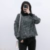 Half Turtleneck Long Sleeve Tweed Casual Jumper Tops - Image 3