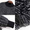 Half Turtleneck Long Sleeve Tweed Casual Jumper Tops - Image 5
