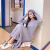 Knitted Empire Long Elegant Trumpet Solid Mermaid Sweater Dress