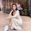 Knitted Empire Long Elegant Trumpet Solid Mermaid Sweater Dress - Image 12