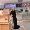 Knitted Empire Long Elegant Trumpet Solid Mermaid Sweater Dress - Image 19