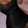 Leather Like Sleeveless Zipper Dresses - Image 3