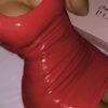 Leather Like Sleeveless Zipper Dresses - Image 4