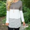 Long Sleeve Wide Round Neckline Blouse