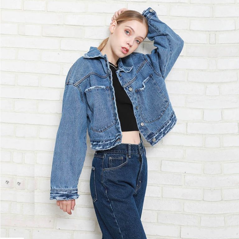 Loose Long Sleeve Panelled Splice Rib  Denim Fancy Jacket - Image 3