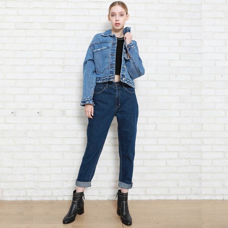 Loose Long Sleeve Panelled Splice Rib  Denim Fancy Jacket - Image 4