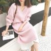 Mid-Calf Knitting V-Neck Korean Style Straight Sweater Dress