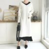Mid-Calf Knitting V-Neck Korean Style Straight Sweater Dress - Image 11